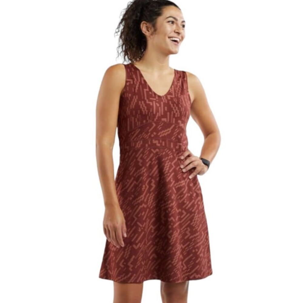Title Nine Womens Dream V Neck Desert Path Mini Dress L Sporty Stretch Athletic